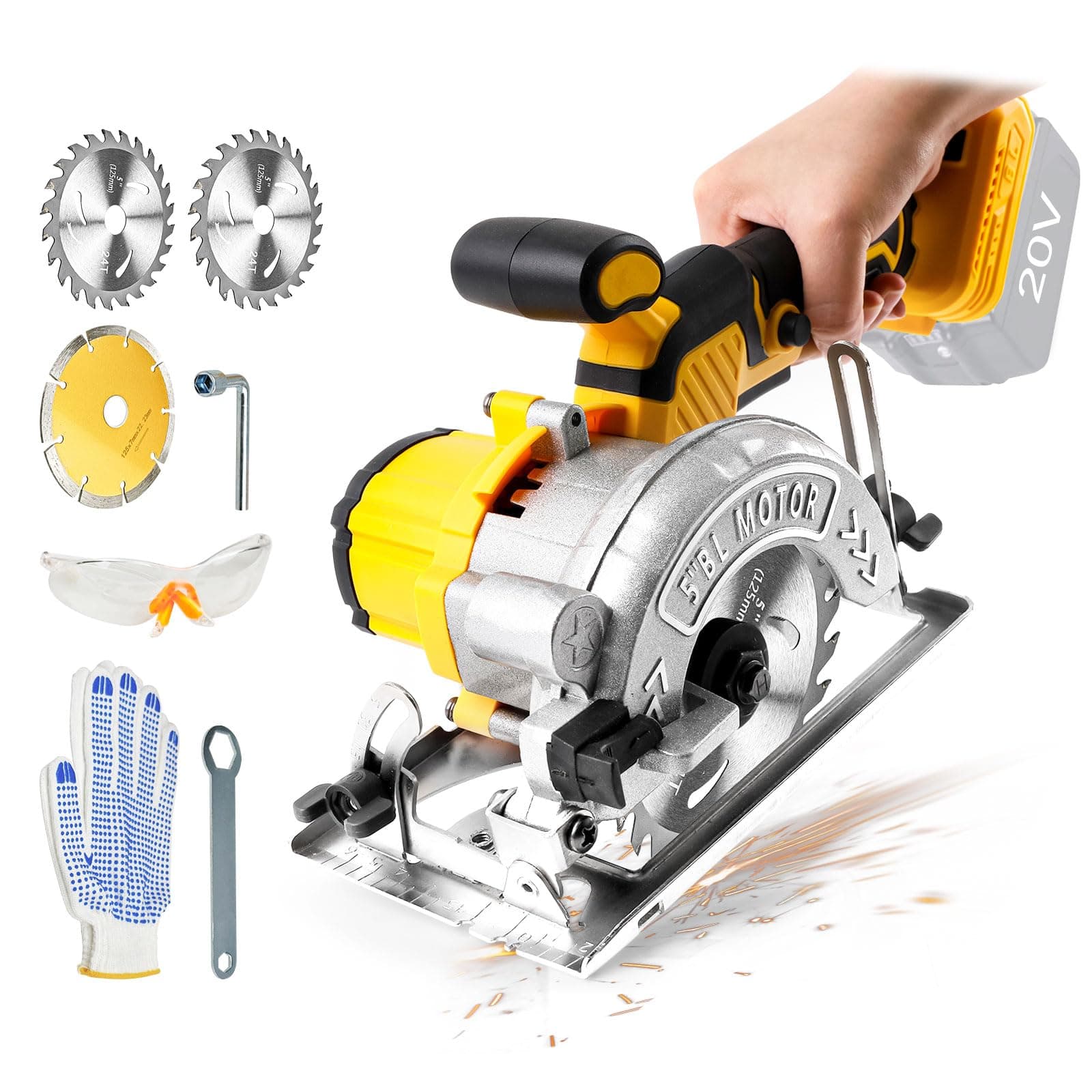 Scie circulaire portative Dewalt 18 V haute vitesse 6200 tr/min Royale pour Professionnels Scène de Travail 3 Lames 125