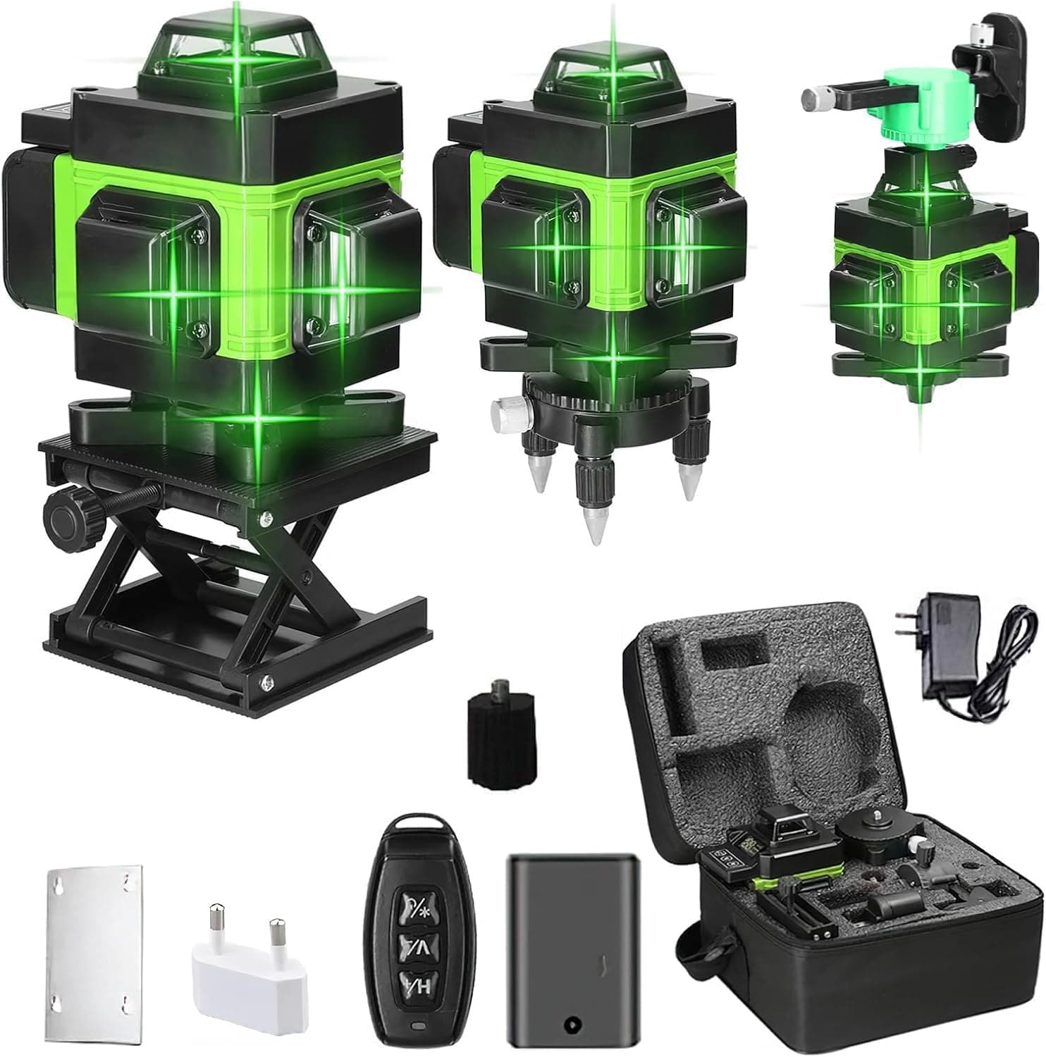 Niveau laser 4D 16 Lignes Niveau Laser Vertical Horizontal Autonivelant 4 x 360° 2600 mA Batteries rechargeables IP54 Su