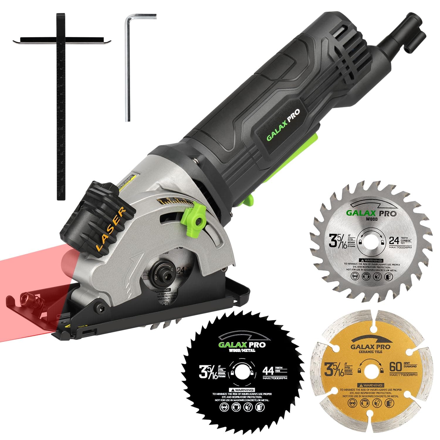 Scie Circulaire GALAX PRO 580W 3500 RPM Trois tranches de scie de 85 mm Équipé de rails de guidage laser Convenu pour le