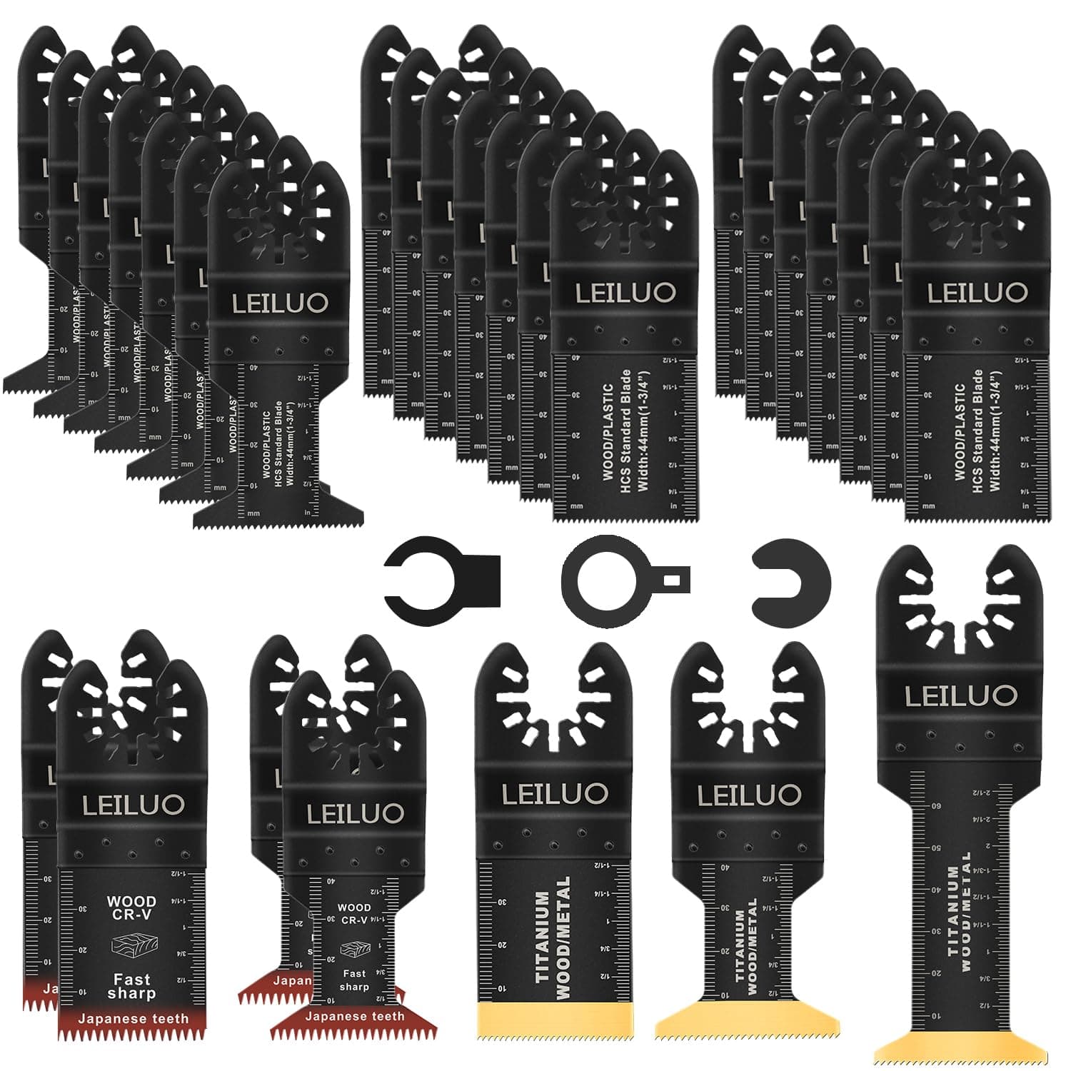 LEILUO Kit d'accessoires 32 pièces pour outils oscillants - Idéal pour le bois, les clous et les cloisons sèches - Lames