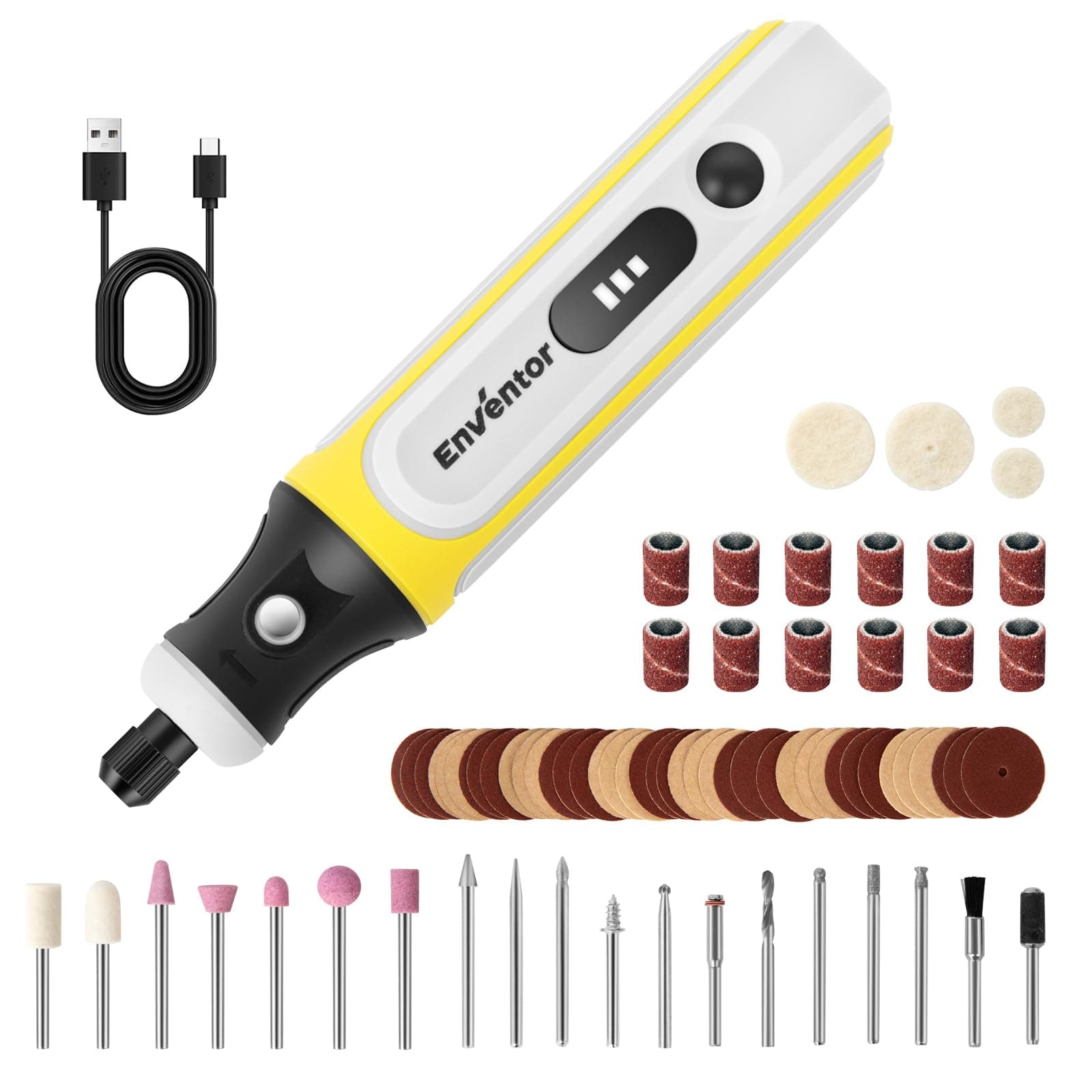 ENVENTOR 4V Outil Rotatif Multifonction pour Gravure, Meulage et Polissage, Idéal pour Professionnels, 75 Accessoires In