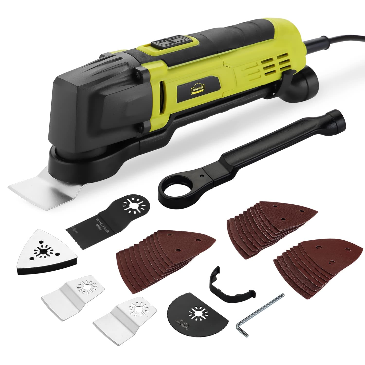 DEWINNER Outils multifonction Oscillants pour professionnels, puissance 300W, 6 vitesses, angle d'oscillation |5°, 37 ac