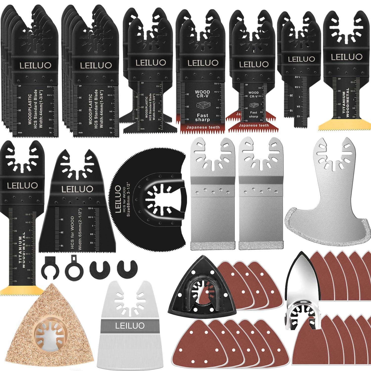 LEILUO Kit d'accessoires oscillant multitool 155 pièces Pour bricoleurs et professionnels Compatible avec DeWalt Dremel