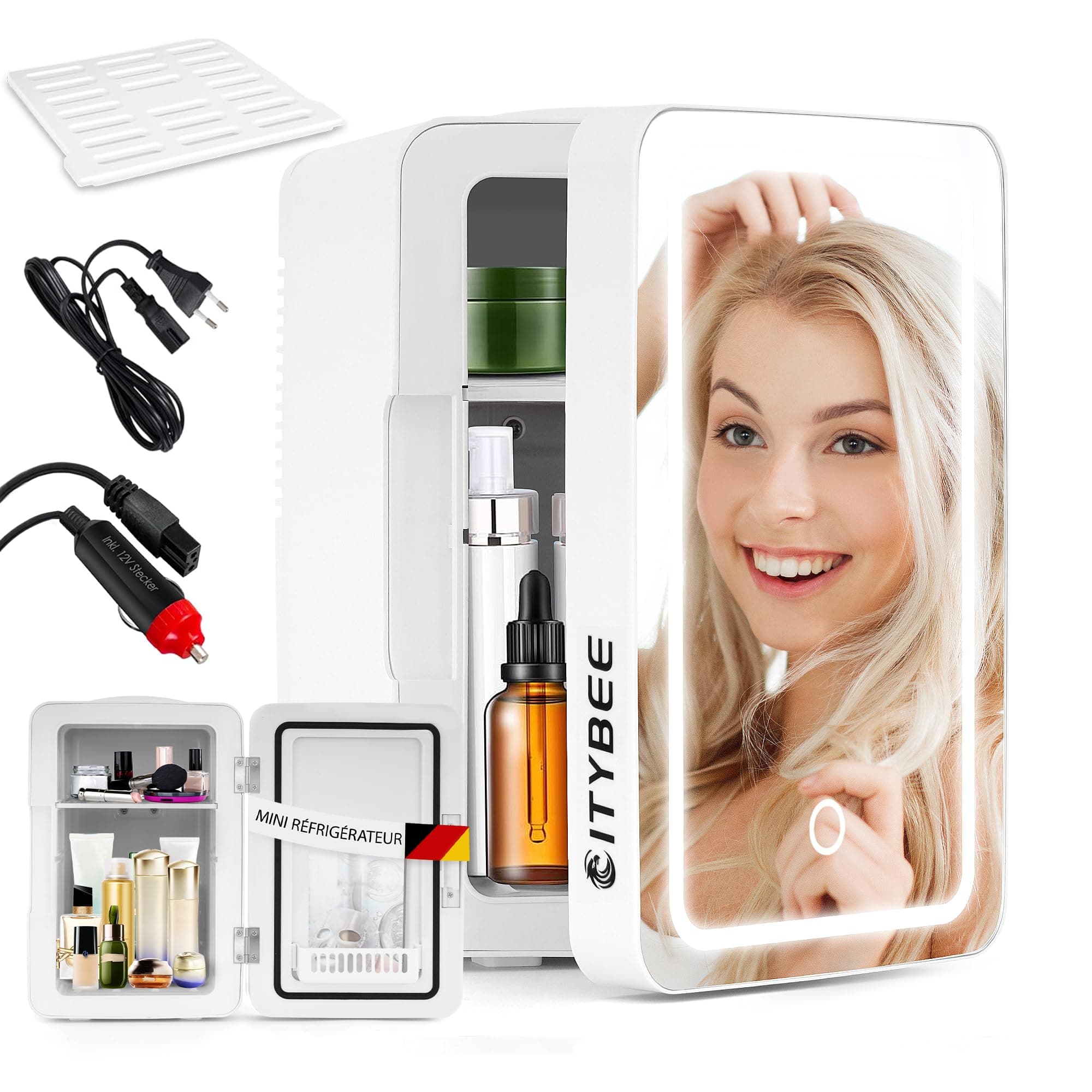 Mini Frigo Citybee 6L Portable Blanc pour Chambre/Voiture/Bureau/Camping Silencieux 230V/12V