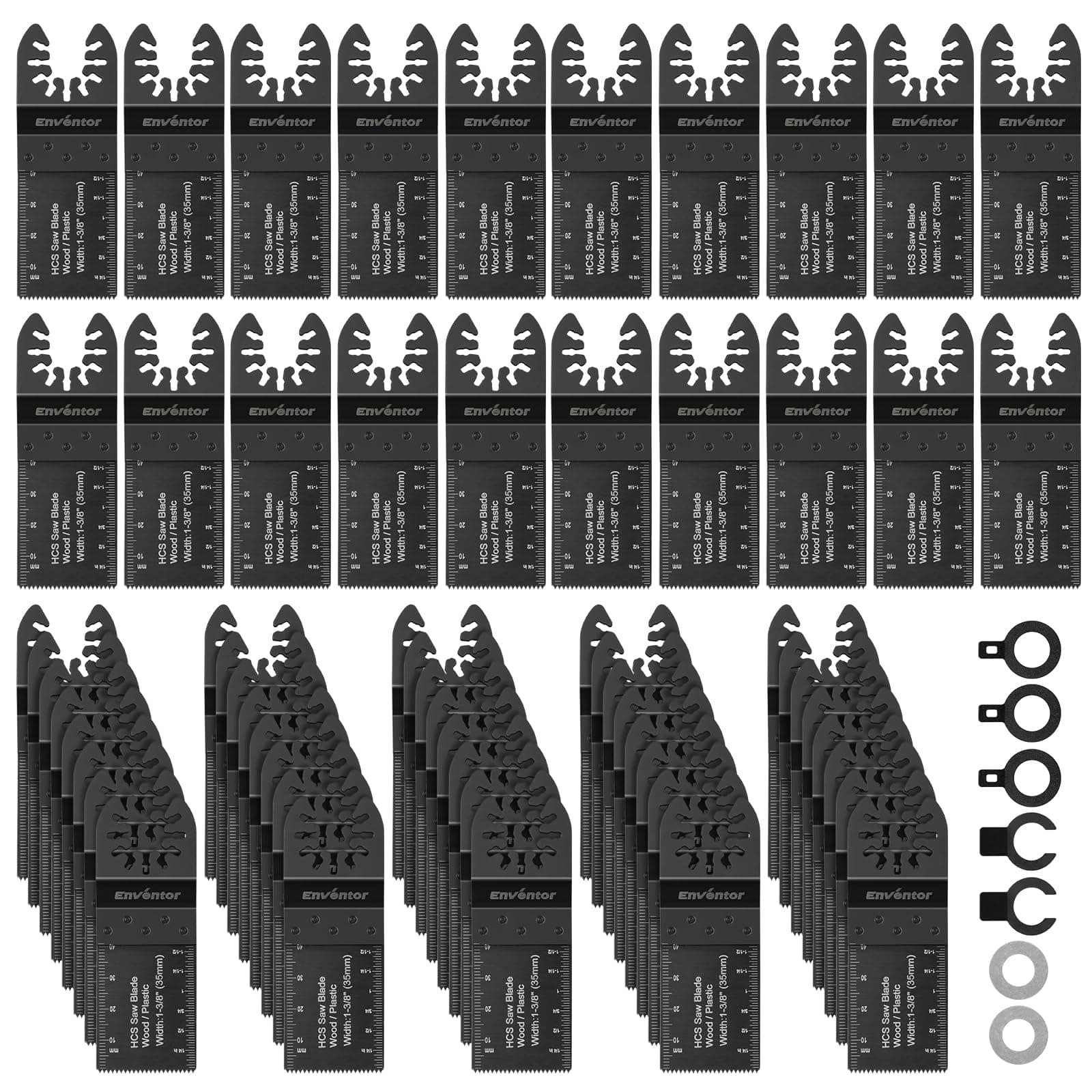 Enventor 67Pcs Lame Scie Oscillante, Kit de Lame Outil Multifonction pour Bois et Plastique, Professionnels et Enthusias