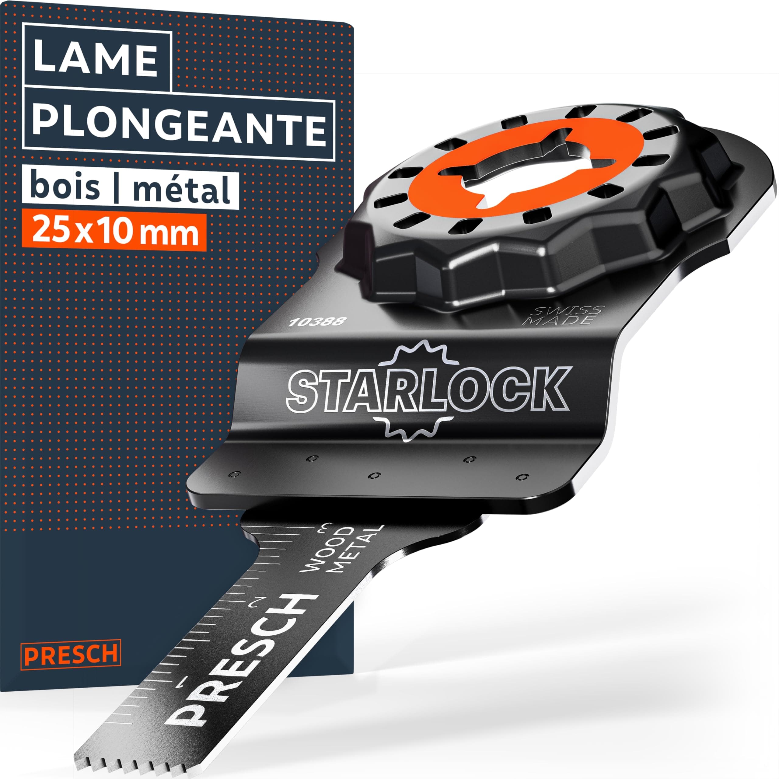 Presch Lame Scie Oscillante Bois et Métal 25x10mm - Dents BI pointues & forme coudée pour résultats précis - Lame Outil