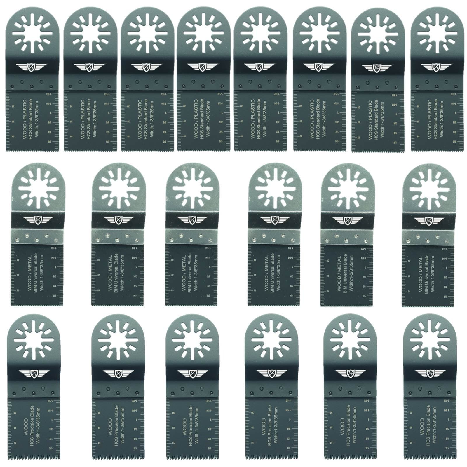 TopsTools UNKC20 lames de mélange 20 pièces pour outils multifonctions Bosch Fein Makita Milwaukee Ergotools Ryobi Worx