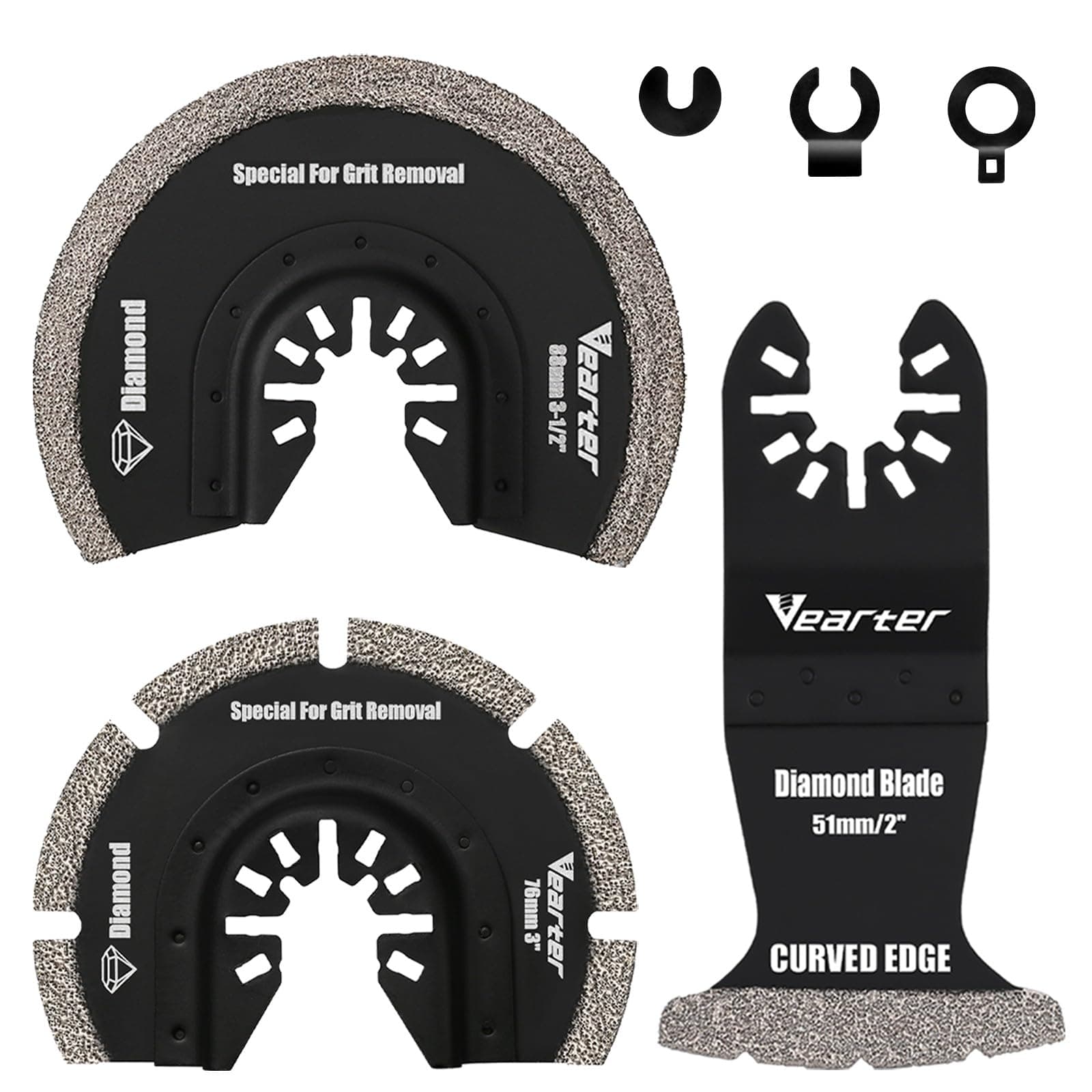 Outils multifonctions diamantés Lot de 3 pour carreaux en céramique et maçonnerie, adaptateur inclus, lames de scie et o