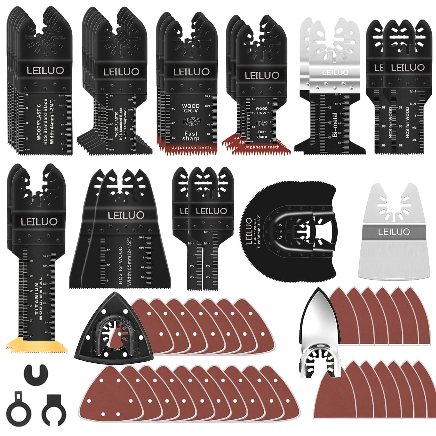 LEILUO Ensemble de 116 lames de scie multi-outils accessoires universels pour outils oscillants avec sac de rangement co